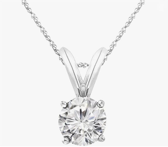 Lab-Grown Round Diamond Solitaire Pendant Necklace