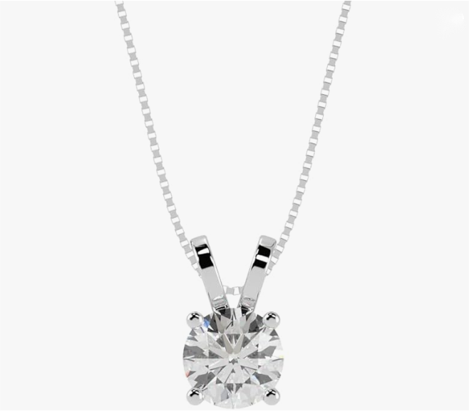 Lab-Grown Round Diamond Solitaire Pendant Necklace