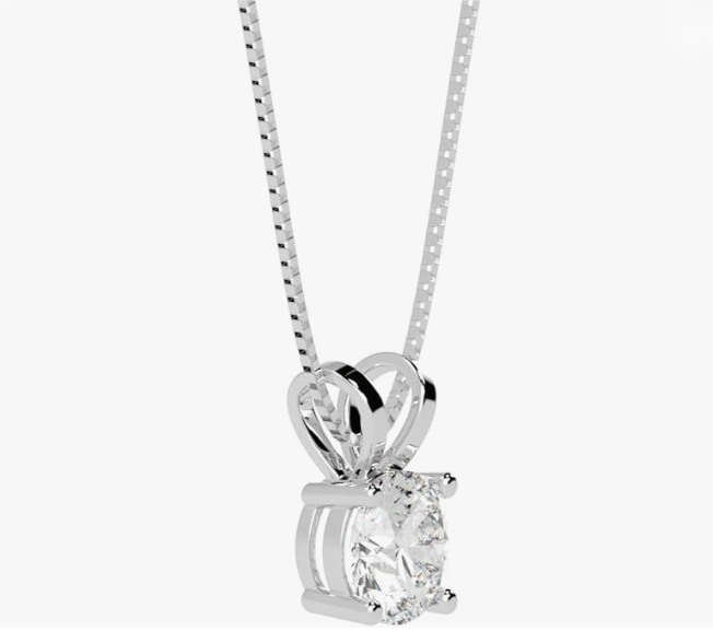 Lab-Grown Round Diamond Solitaire Pendant Necklace