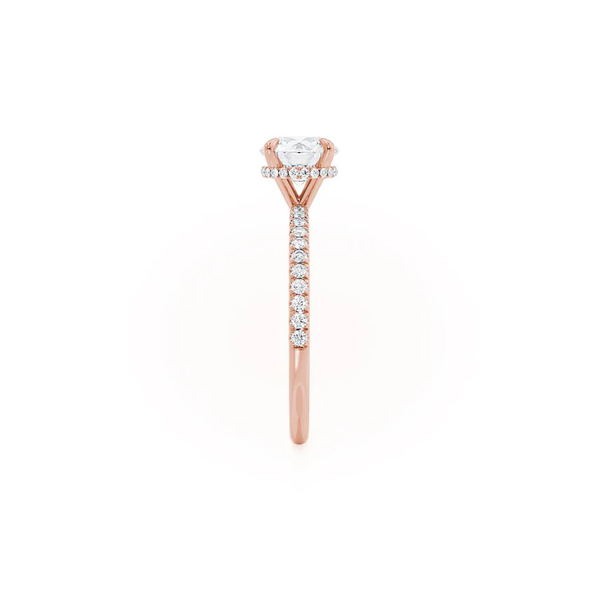 Round Lab Diamond Micro Pavé Hidden Halo 18K Rose Gold