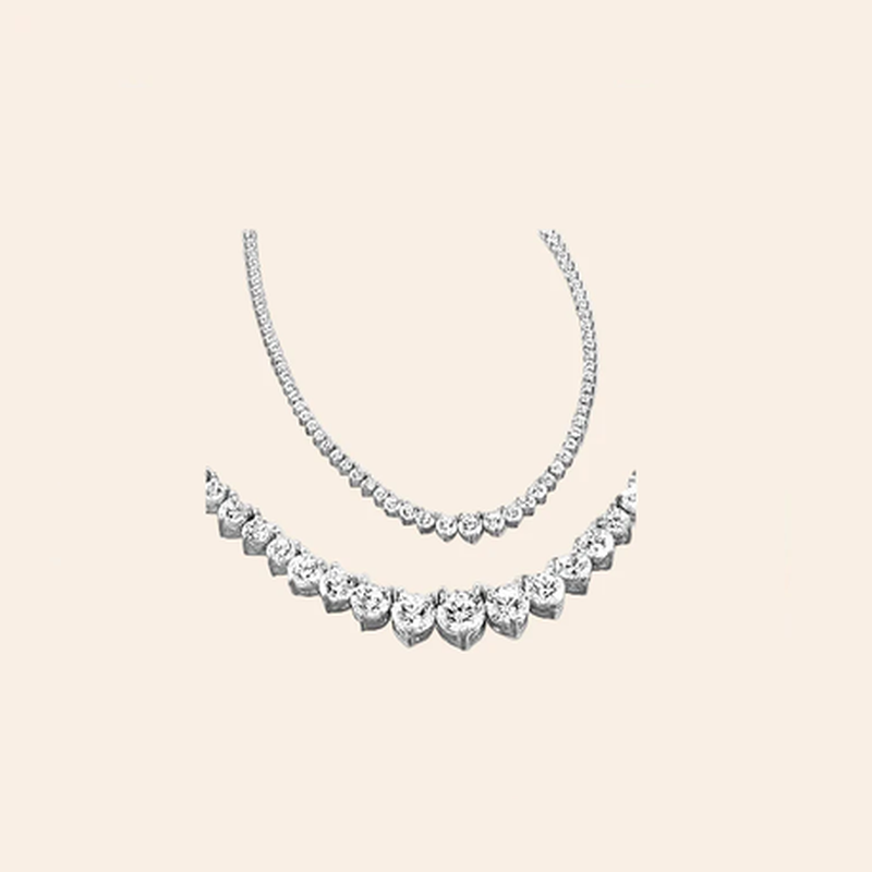 3–20ct Lab-Grown Round Diamond Necklace 14K White Gold