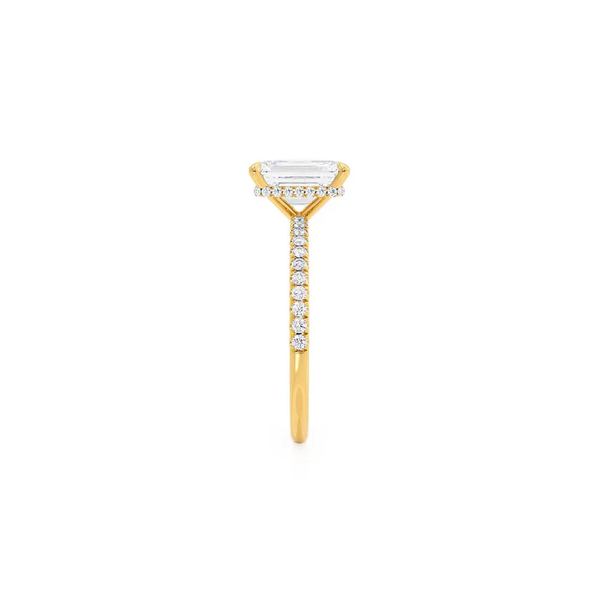 Emerald Lab Diamond Micro Pavé Hidden Halo 18K White Gold