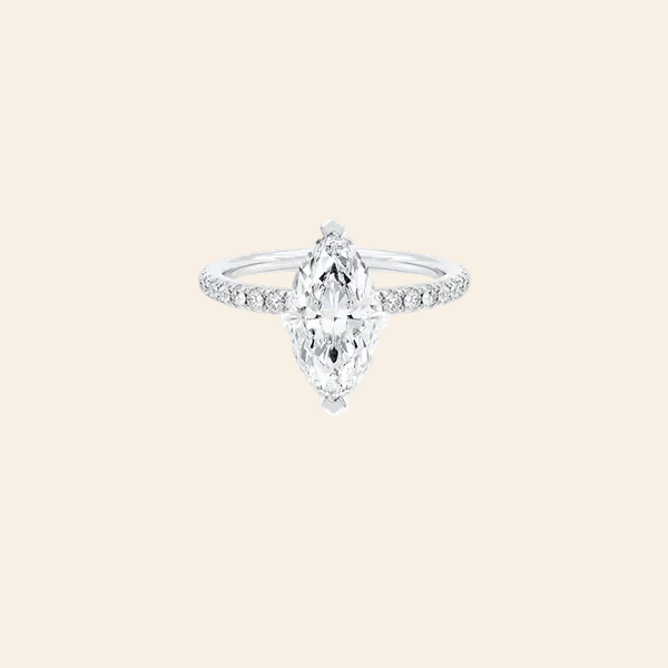 Marquise Lab Diamond Micro Pavé Hidden Halo 18K White Gold