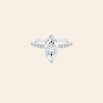 Marquise Lab Diamond Micro Pavé Hidden Halo 18K White Gold