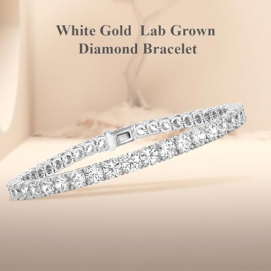 1–10ct Lab-Grown Round Diamond Tennis Bracelet 14K Gold