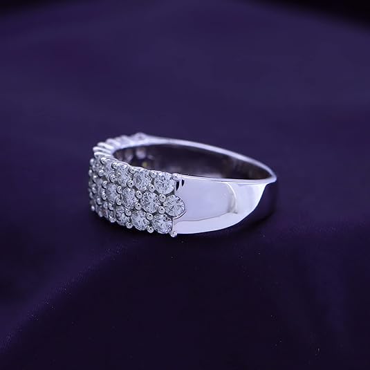 3-Row Eternity Lab Diamond Moissanite 14K Gold-Plated Ring