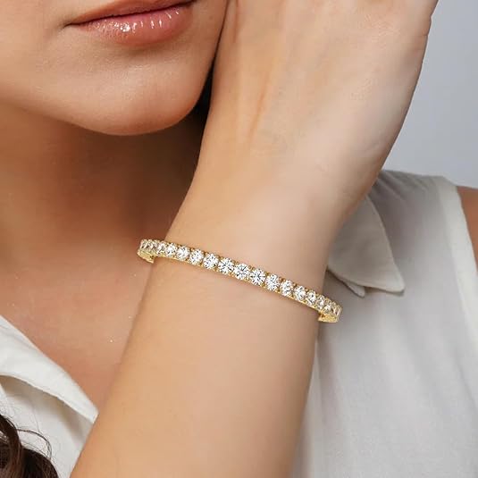 1–10ct Lab-Grown Round Diamond Tennis Bracelet 14K Gold
