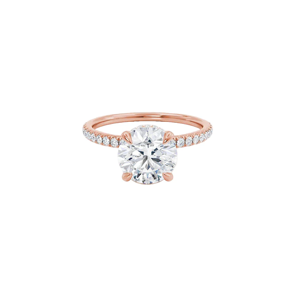 Round Lab Diamond Micro Pavé Hidden Halo 18K Rose Gold