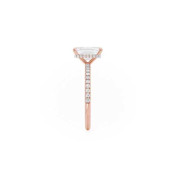 Emerald Lab Diamond Micro Pavé Hidden Halo 18K White Gold