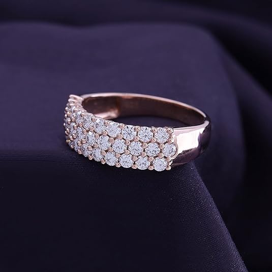 3-Row Eternity Lab Diamond Moissanite 14K Gold-Plated Ring