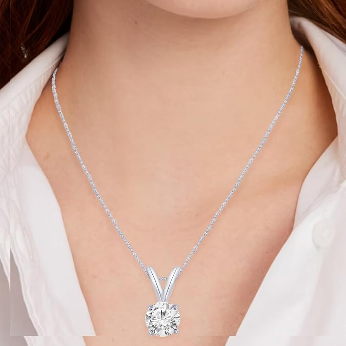 Lab-Grown Round Diamond Solitaire Pendant Necklace