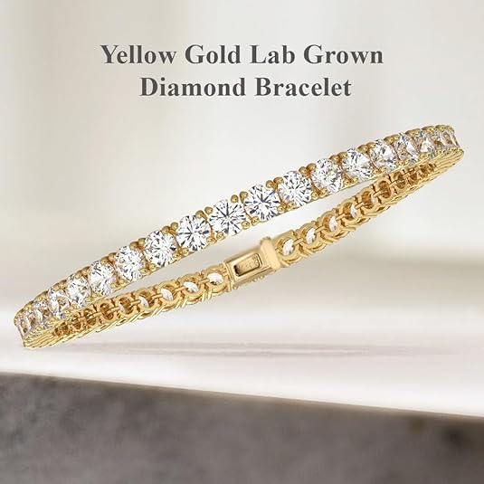 1–10ct Lab-Grown Round Diamond Tennis Bracelet 14K Gold