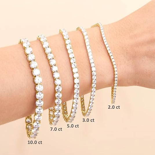 1–10ct Lab-Grown Round Diamond Tennis Bracelet 14K Gold