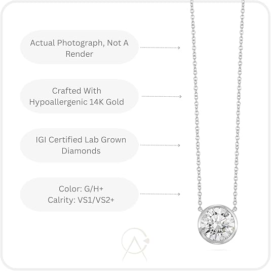 IGI Certified Lab-Grown Round Diamond Pendant Necklace