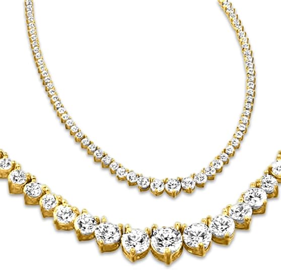 3–20ct Lab-Grown Round Diamond Necklace 14K White Gold