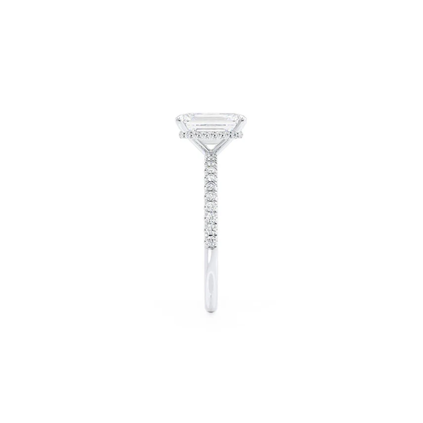 Emerald Lab Diamond Micro Pavé Hidden Halo 18K White Gold