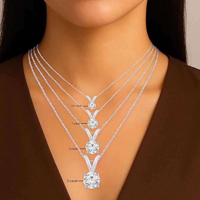 Lab-Grown Round Diamond Solitaire Pendant Necklace