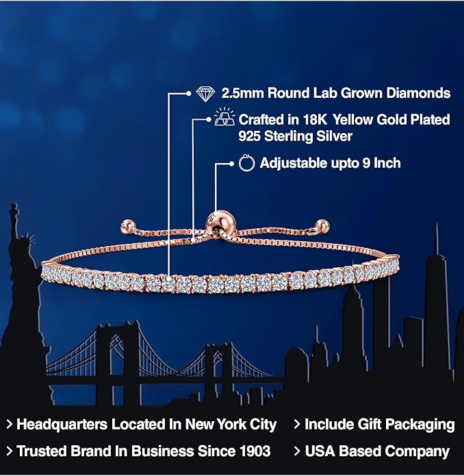 2–2.65ct Lab-Grown Diamond Tennis Bracelet 925 Silver