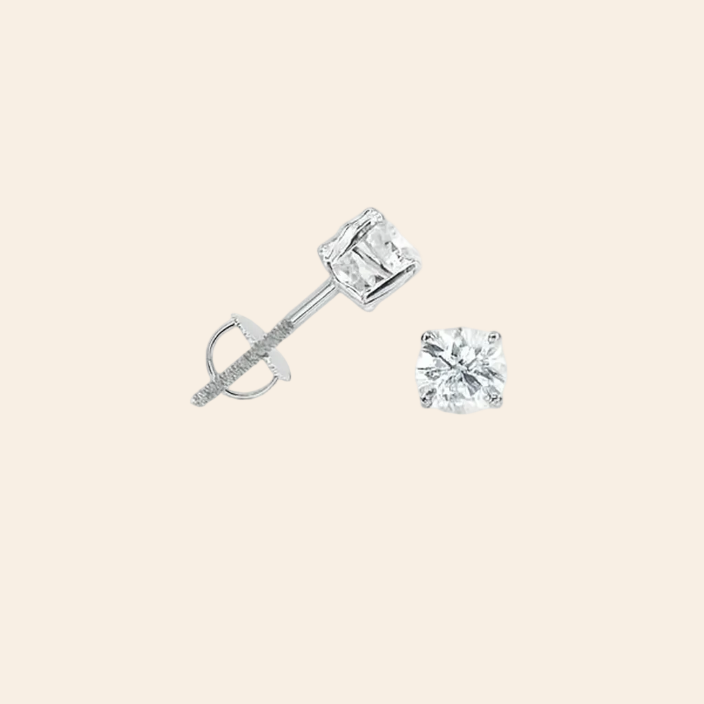 IGI Certified Lab-Grown Diamond Stud Earrings 14K White Gold