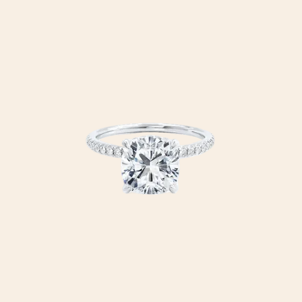 Cushion Lab Diamond Micro Pavé Hidden Halo 18K White Gold