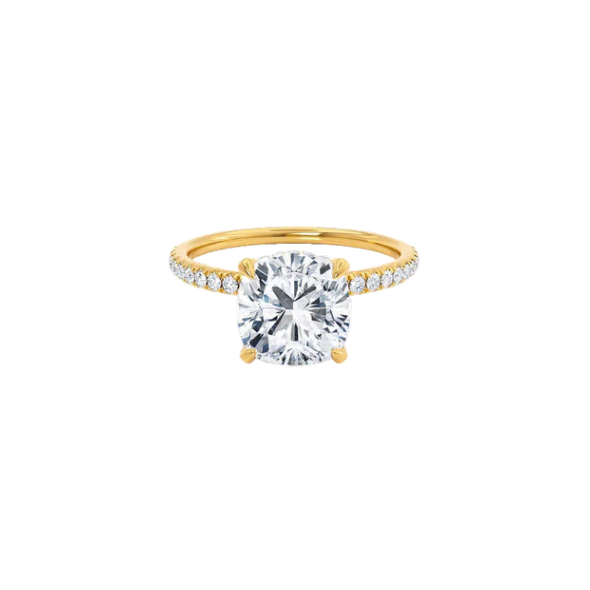 Cushion Lab Diamond Micro Pavé Hidden Halo 18K White Gold
