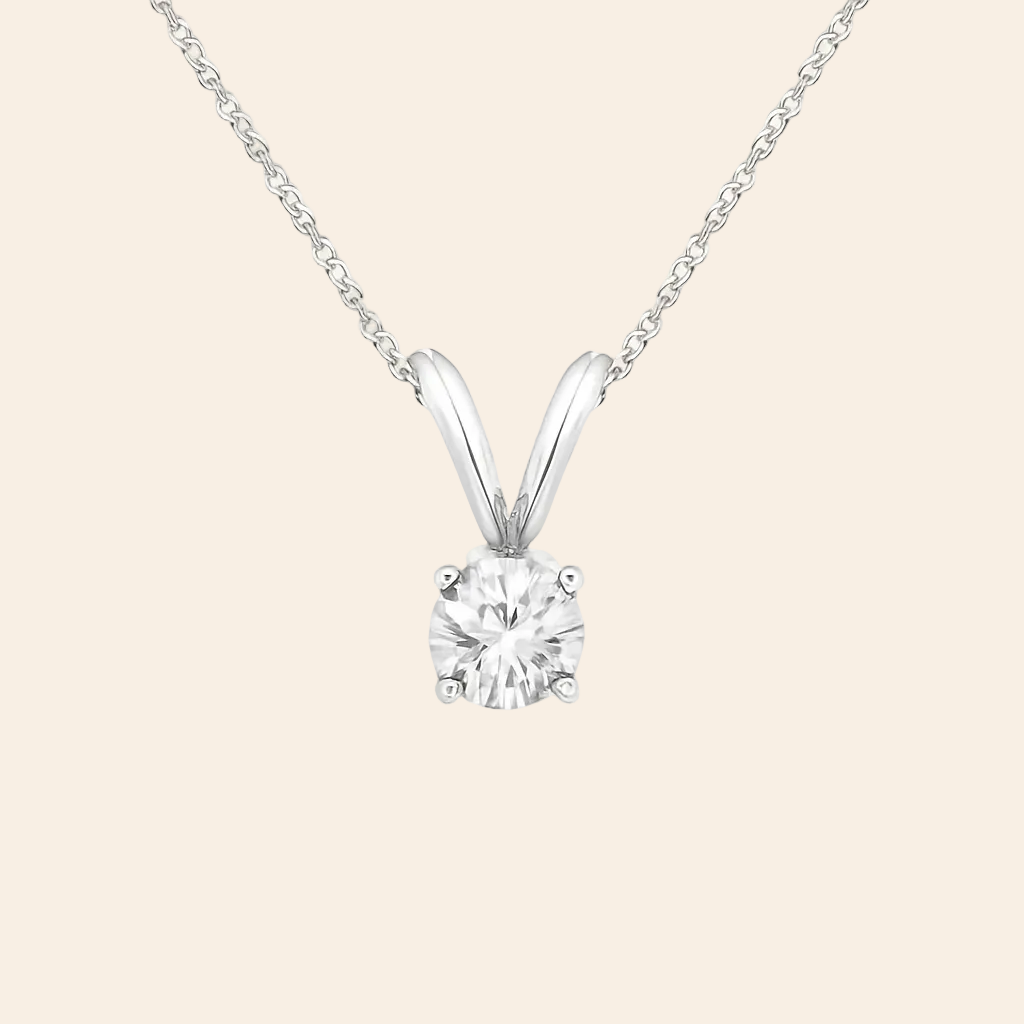 Lab-Grown Round Diamond Solitaire Pendant Necklace