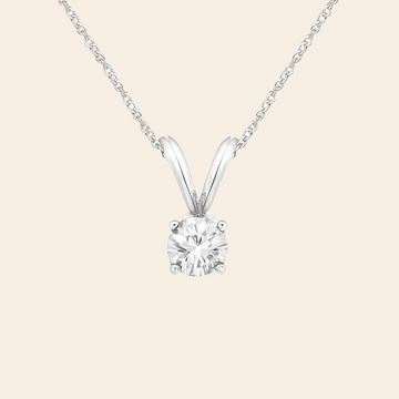 Lab-Grown Round Diamond Solitaire Pendant Necklace
