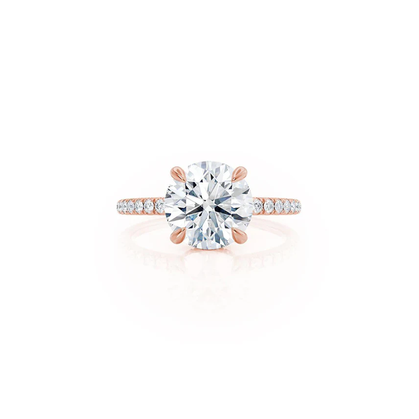 Round Lab Diamond Micro Pavé Hidden Halo 18K Rose Gold