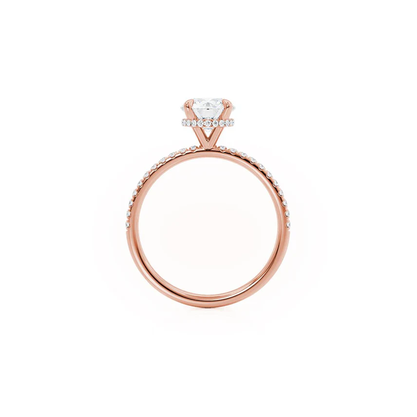 Round Lab Diamond Micro Pavé Hidden Halo 18K Rose Gold