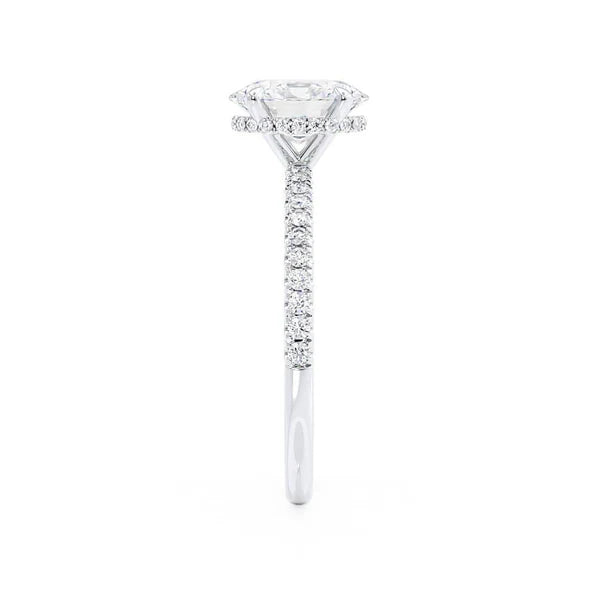 Oval Lab Diamond Micro Pavé Hidden Halo 18K White Gold