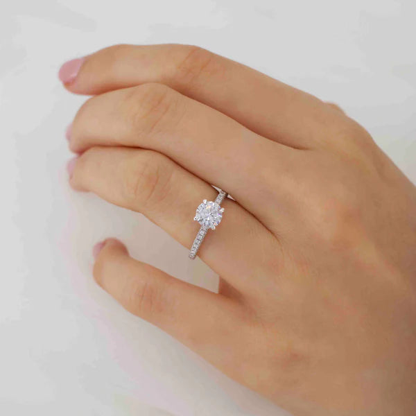 Round Lab Diamond Micro Pavé Hidden Halo 18K Rose Gold