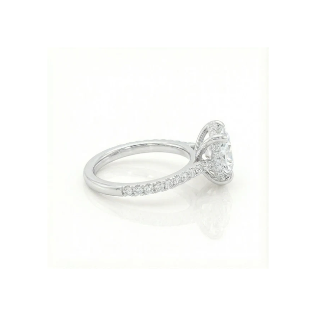 Round Lab Diamond Micro Pavé Hidden Halo 18K Rose Gold