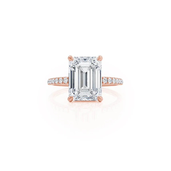 Emerald Lab Diamond Micro Pavé Hidden Halo 18K White Gold