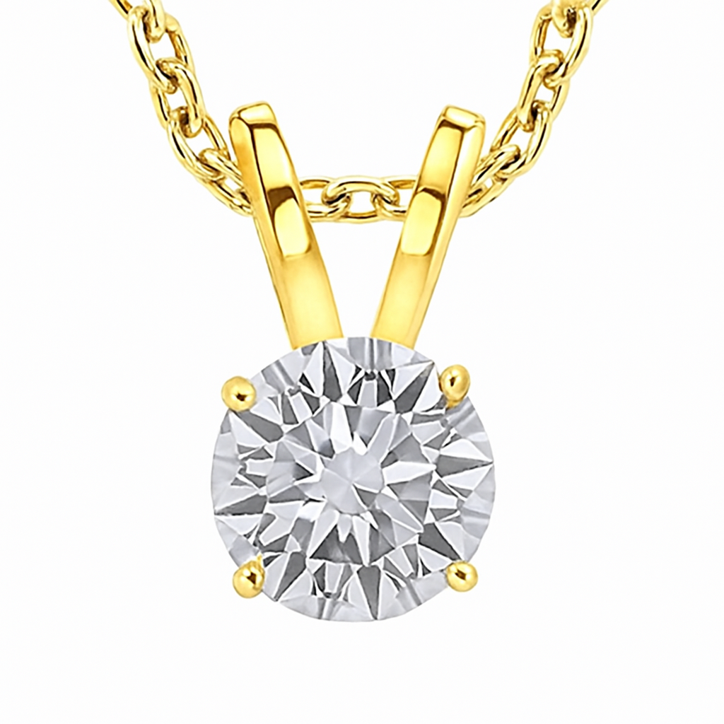 Lab-Grown Round Diamond Solitaire Pendant Necklace