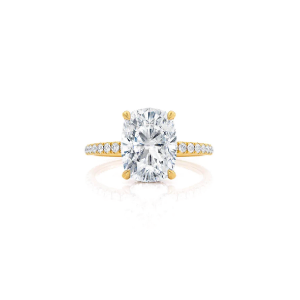 Elongated Cushion Lab Diamond Pavé Hidden Halo Platinum Ring