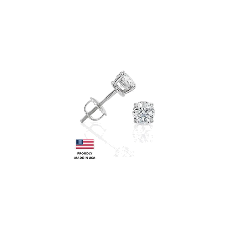 IGI Certified Lab-Grown Diamond Stud Earrings 14K White Gold