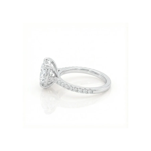 Round Lab Diamond Micro Pavé Hidden Halo 18K Rose Gold