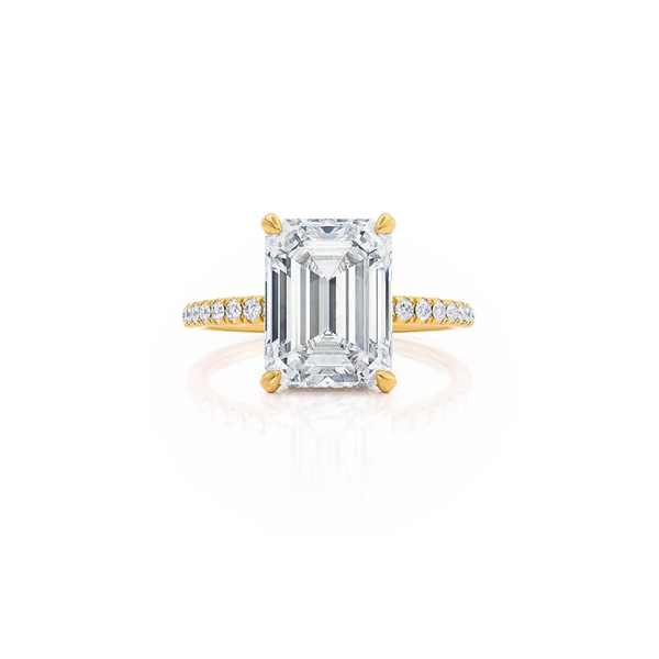 Emerald Lab Diamond Micro Pavé Hidden Halo 18K White Gold