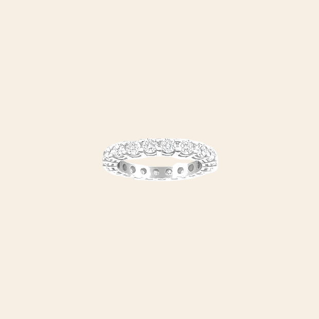 3 Carat Round Lab-Grown Diamond Eternity 14K White Gold Ring