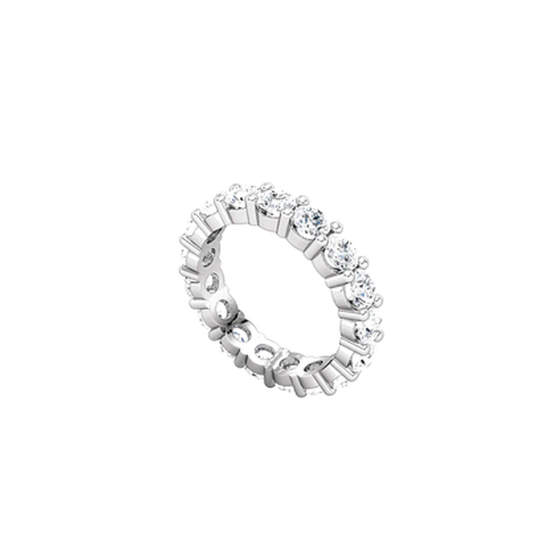 3 Carat Round Lab-Grown Diamond Eternity 14K White Gold Ring