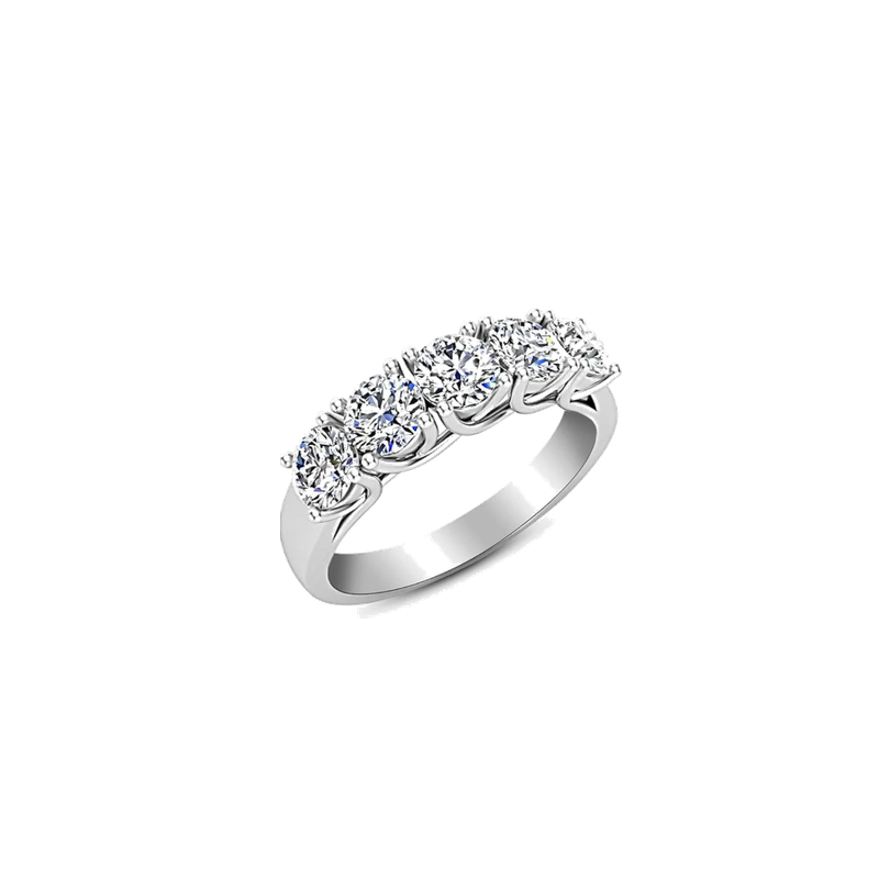 1 Carat Round Lab-Grown Diamond 5-Stone 14K White Gold Ring