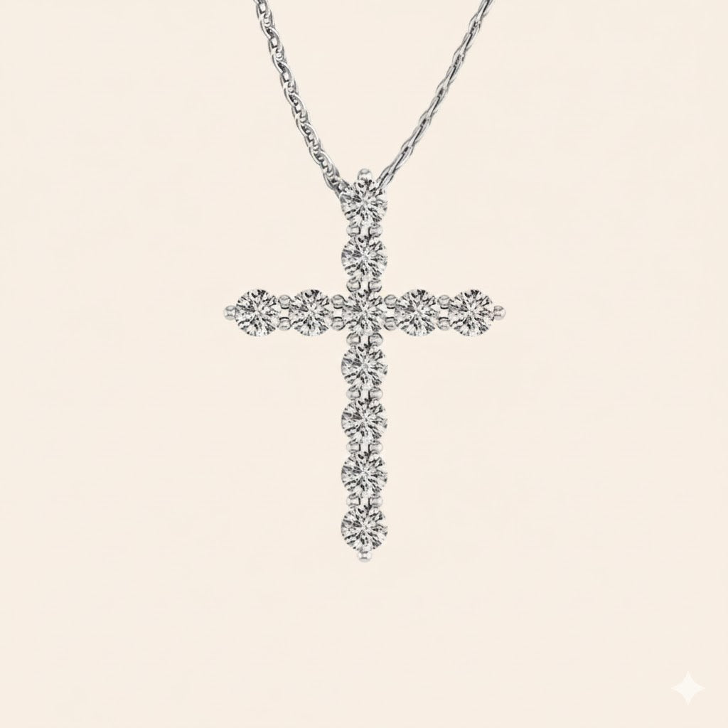 IGI Certified Lab-Grown Cross Diamond Pendant Necklace