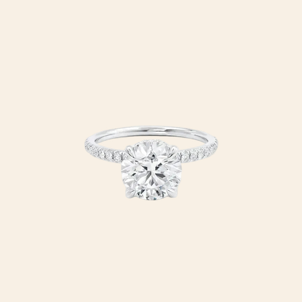 Round Lab Diamond Micro Pavé Hidden Halo 18K Rose Gold