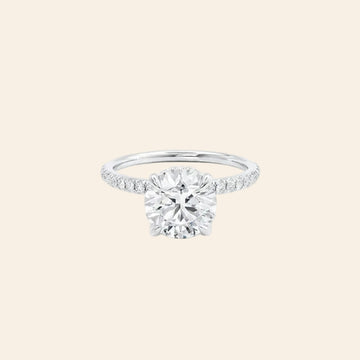 Round Lab Diamond Micro Pavé Hidden Halo 18K Rose Gold