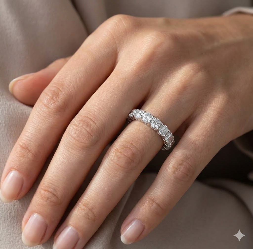 3 Carat Round Lab-Grown Diamond Eternity 14K White Gold Ring