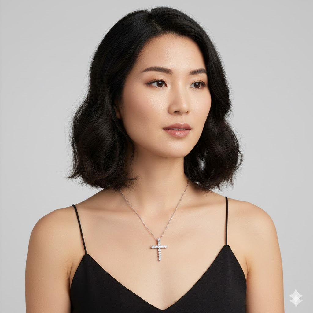 IGI Certified Lab-Grown Cross Diamond Pendant Necklace