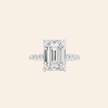 Emerald Lab Diamond Micro Pavé Hidden Halo 18K White Gold