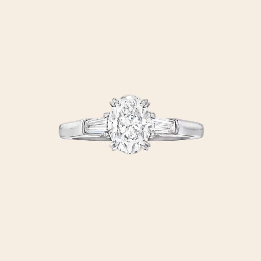 Classic Winston Oval-Cut Diamond Engagement Ring Fine